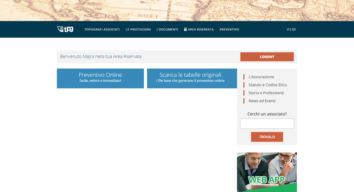 Sito web associazione Topografi